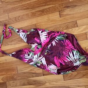 Lands' End Sculping Suit Plunge Halter High Leg One-Piece Swimsuit NWT Size 12